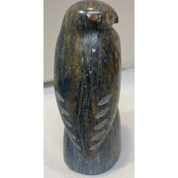Large Native Chippewa Carved Stone Owl Sculpture By Chuck Poupart - Picture 3 of 15